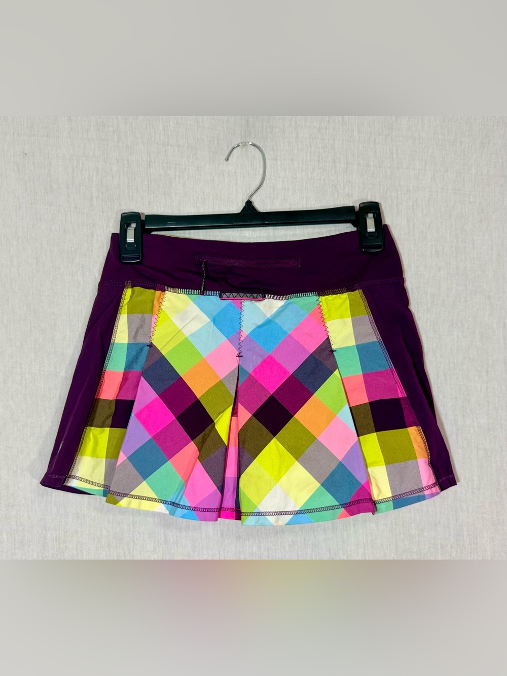 🌈RARE Lululemon size 2 Fast Cat Skirt in Sea Check Multi/Plum plaid - Picture 4 of 4